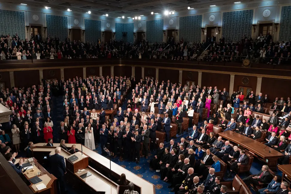 President Donald Trump delivers his address to a joint session of Congress in the House Chamber of the US Capitol, 4 March 2025