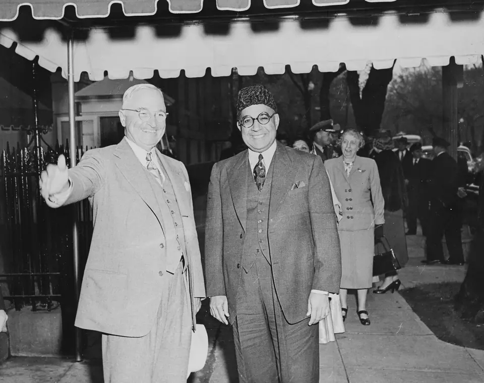 President Truman and Prime Minister Liaquat Ali Khan of Pakistan in Washington, 3 May 1950