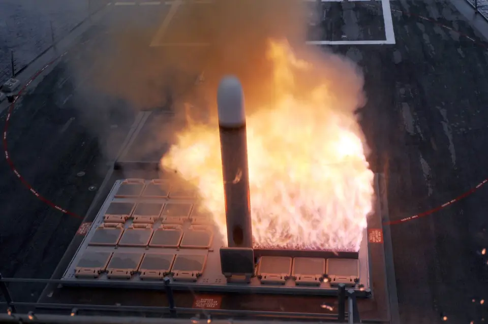 A Tomahawk cruise missile launches from the US Navy destroyer USS Farragut during a 2009 exercise: the type of missile fired at camps in Afghanistan in August 1998